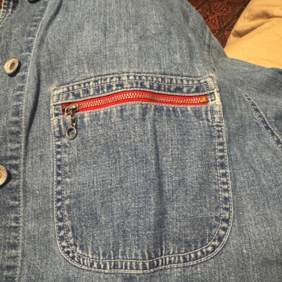 Vtg 90s Y2k DKNY Denim Jean Chore Workwear Coat Jacket Lightweight Women - Picture 7 of 8